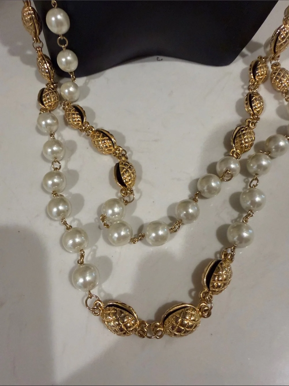 Chanel Gold  and White Vintage Pearl Necklace - Timeless Layered Style